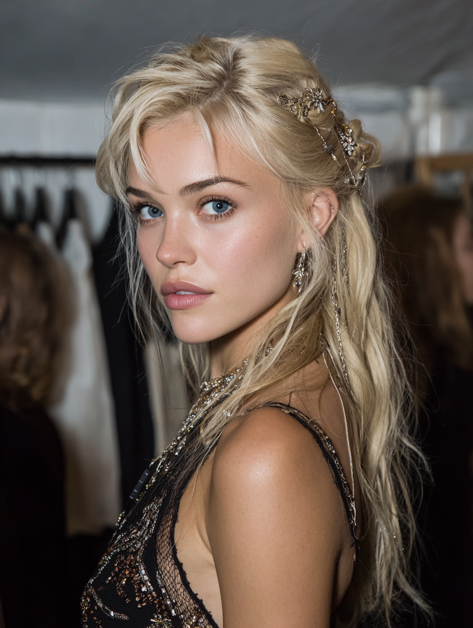 Edgy Blonde Hair: The Half-Up Half-Down with Accessories
