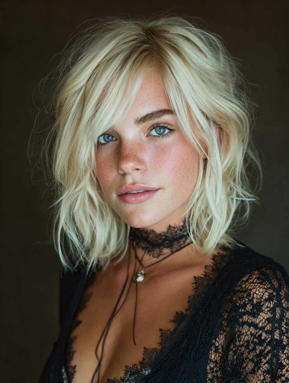 Edgy Blonde Hair: The Textured Lob with Face-Framing Layers