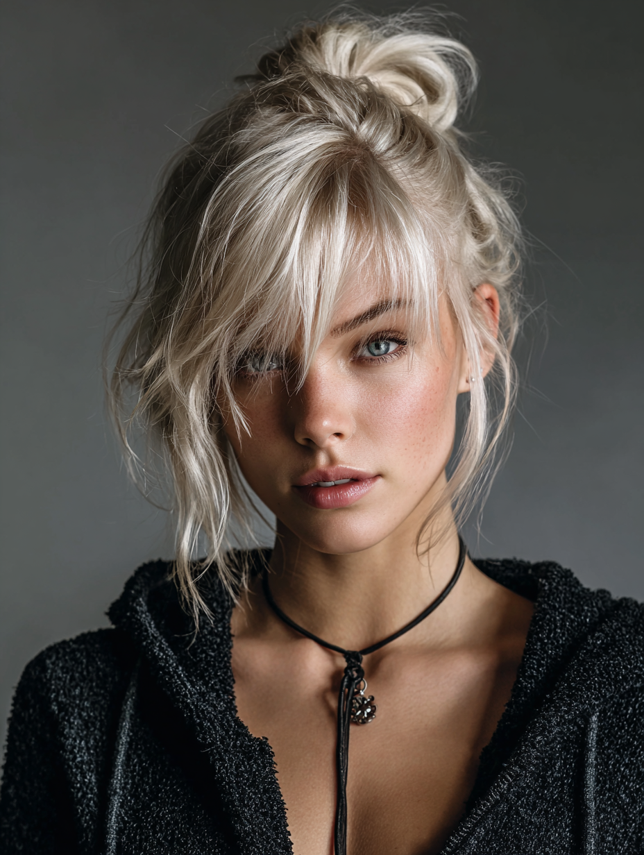 Edgy Blonde Hair: The Top Knot with Undercut