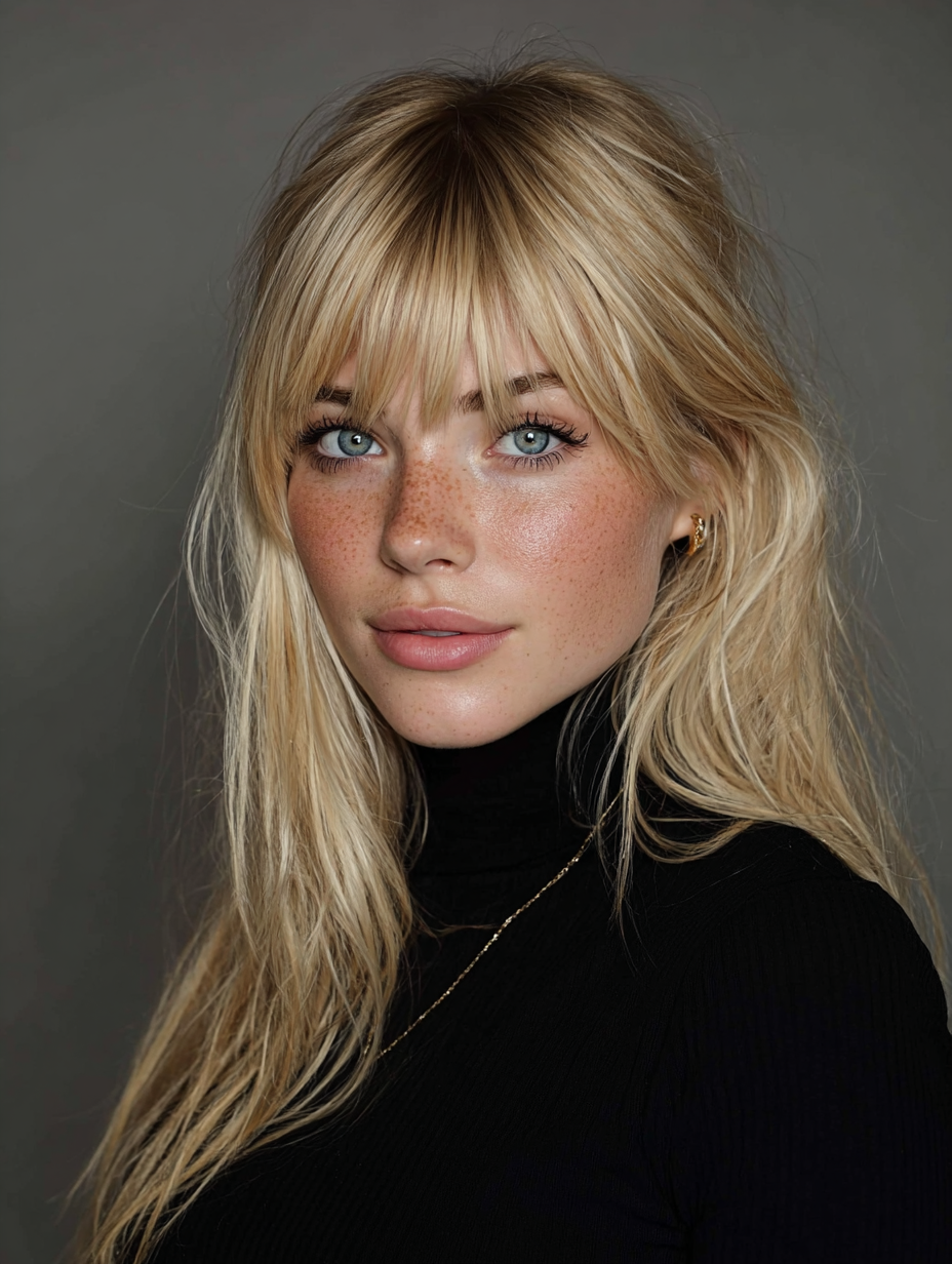 Edgy Blonde Hair: Blunt Bangs with Long Hair