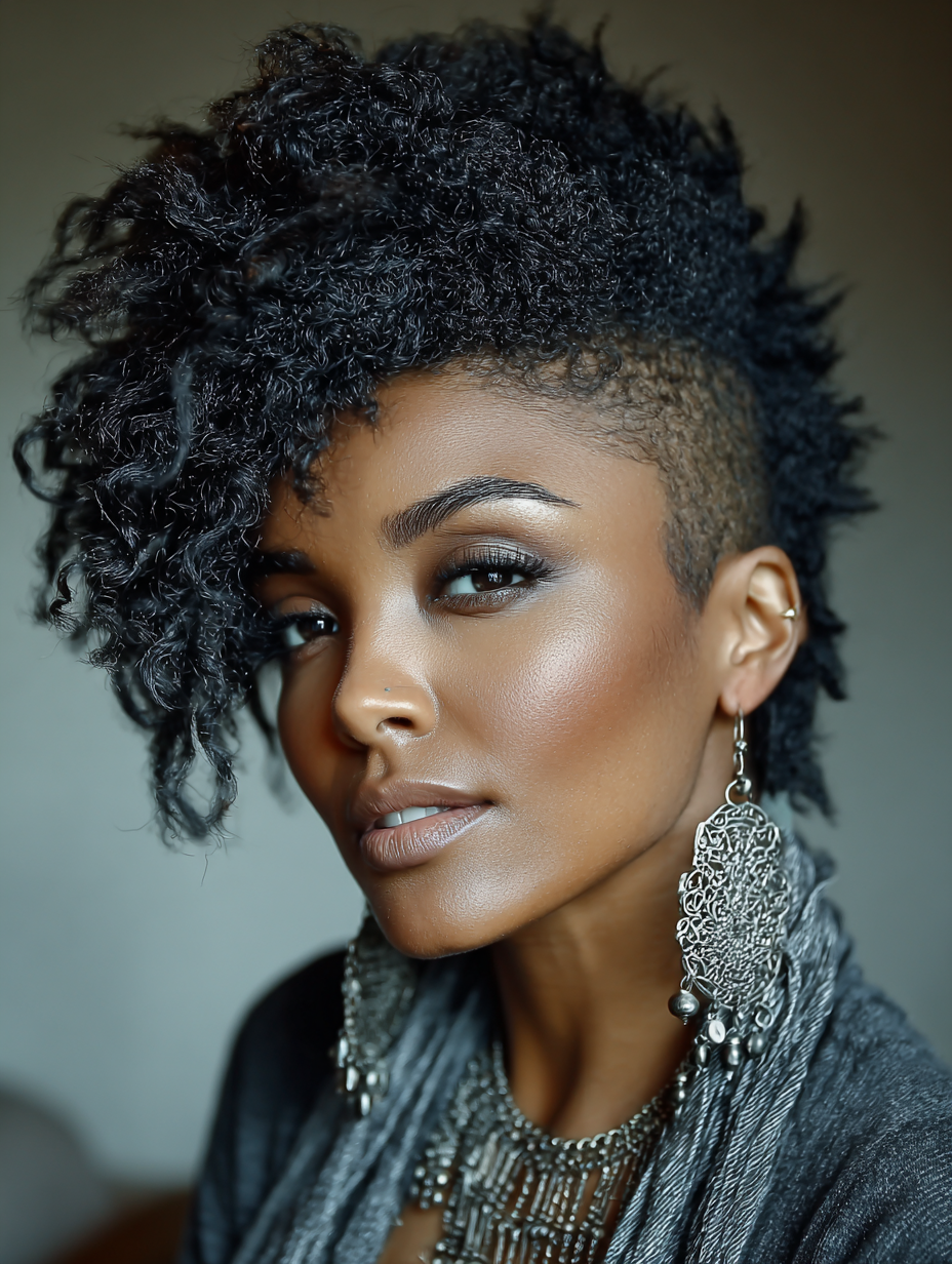 Messy Textured Natural Hair Mohawk