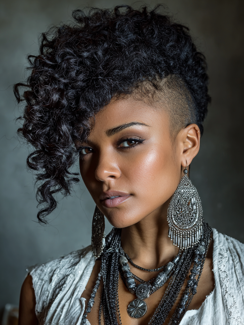 Natural Hair Mohawk with Defined Curls