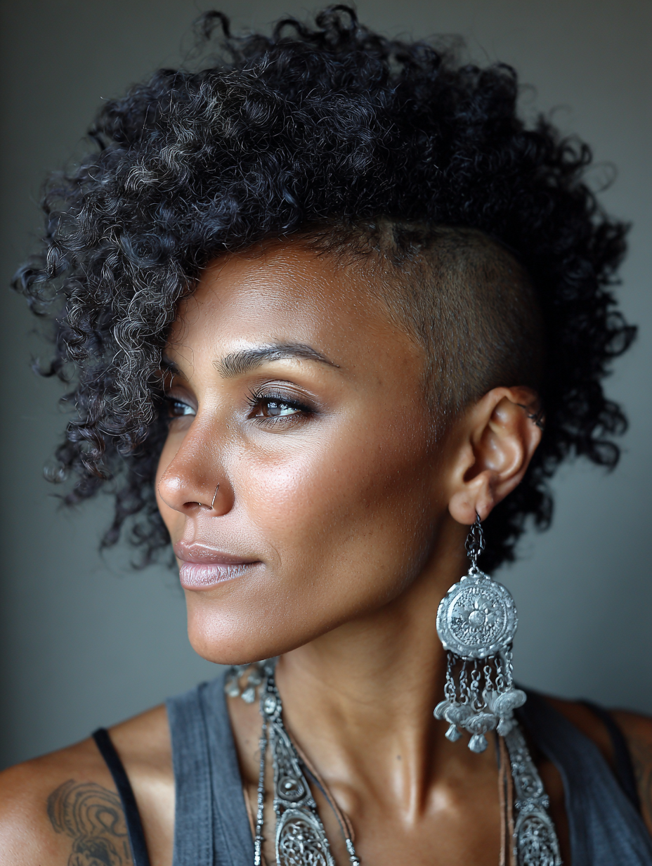 Asymmetrical Natural Hair Mohawk