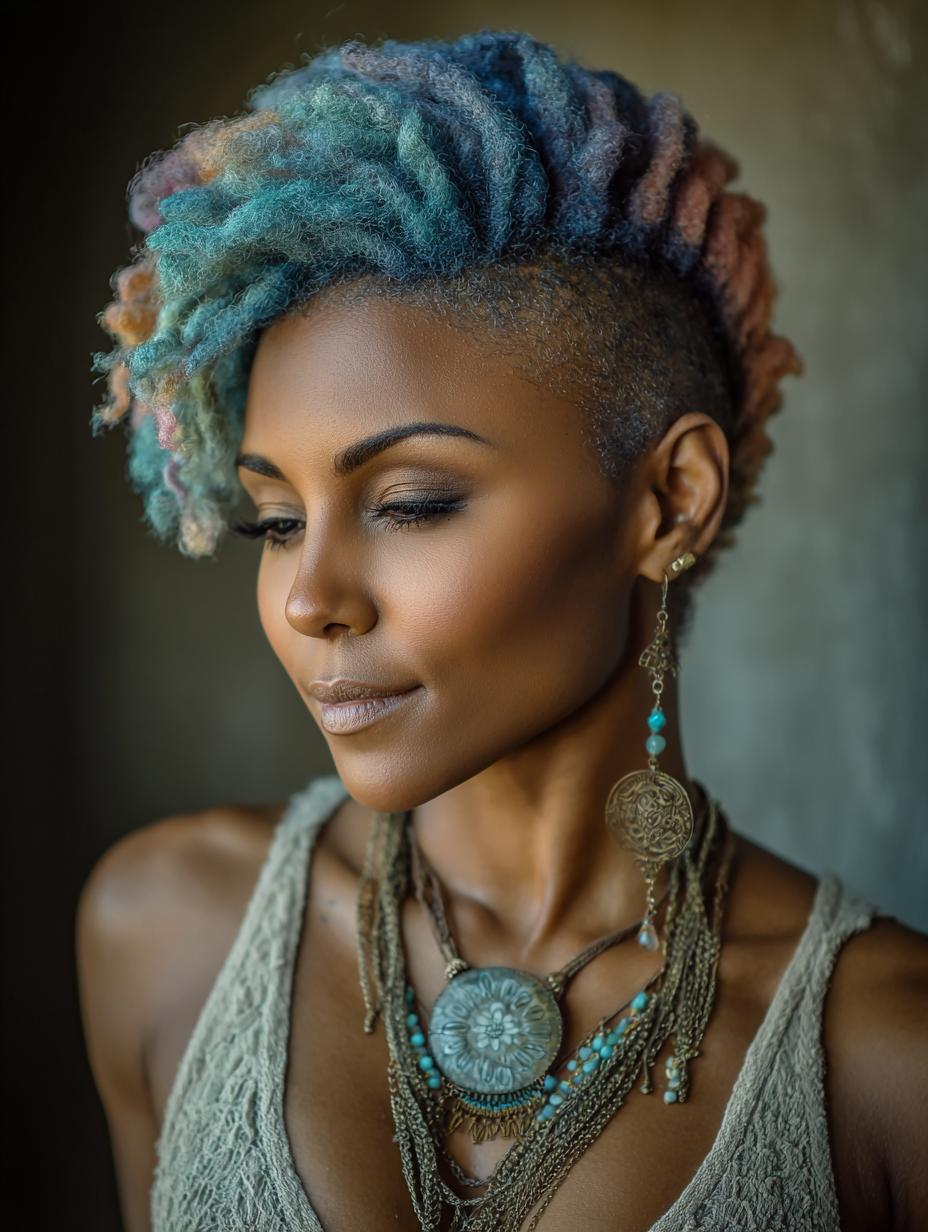 Natural Hair Mohawk with Color Pop