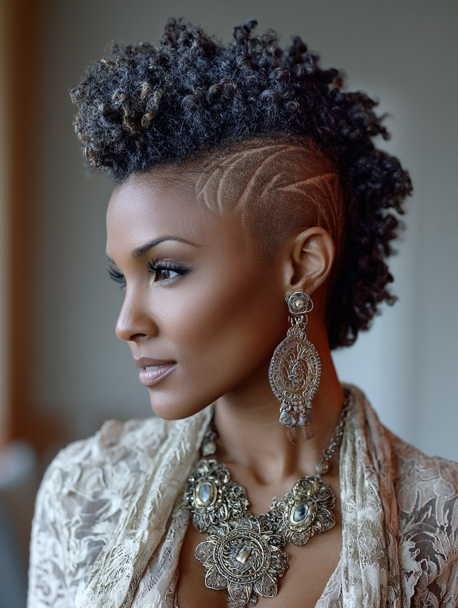 Natural Hair Mohawk with Undercut Design