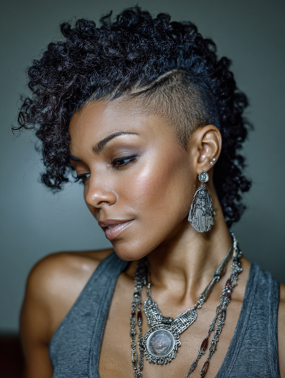 Faux Hawk Natural Hair Mohawk with Tapered Back