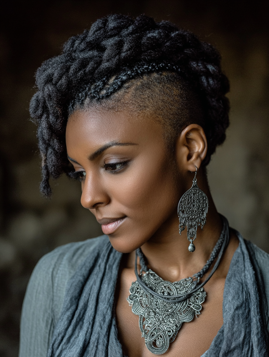 Natural Hair Mohawk with Braided Sides