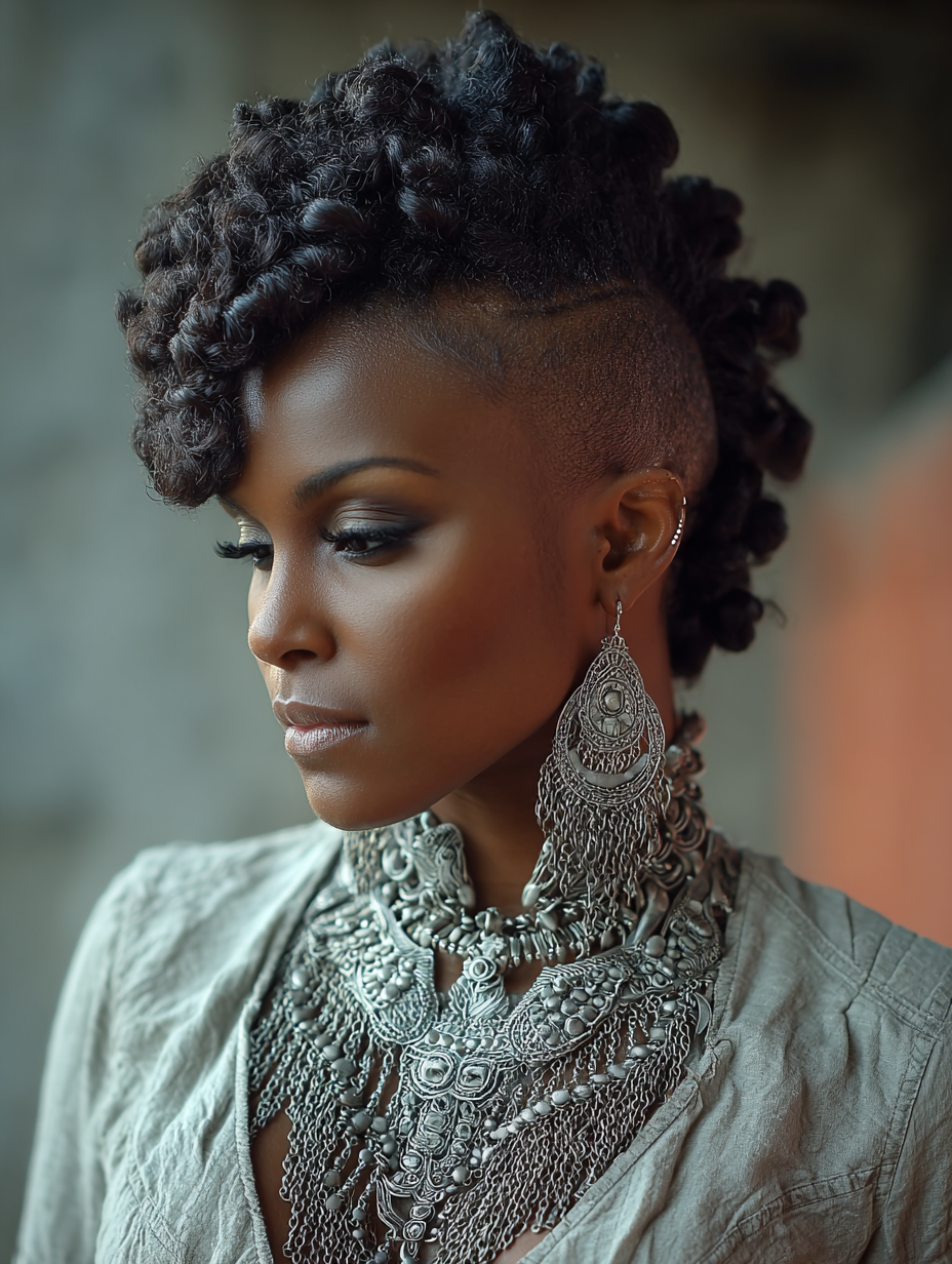 Curled Ends Natural Hair Mohawk