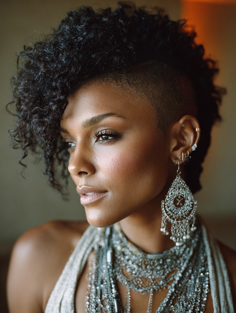 Swept Back Natural Hair Mohawk